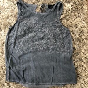 Blue Rain Embroidered Tank Top